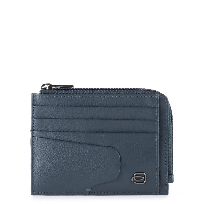 Bustina portamonete e carte di credito Piquadro Akron blu