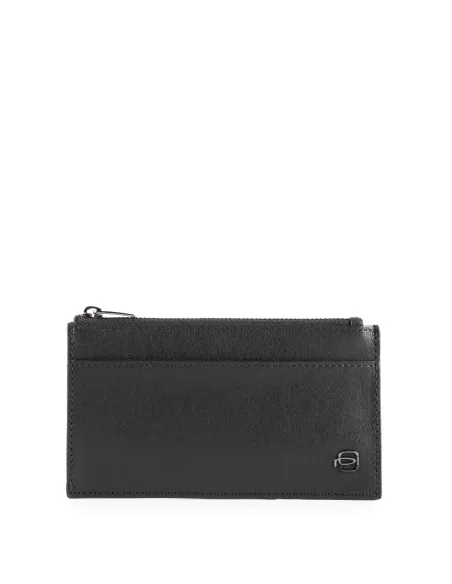 Bustina sottile portacarte di credito con zip Piquadro B3 nera