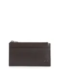 Piquadro Black Square Slim credit card holder with zipped dark brown