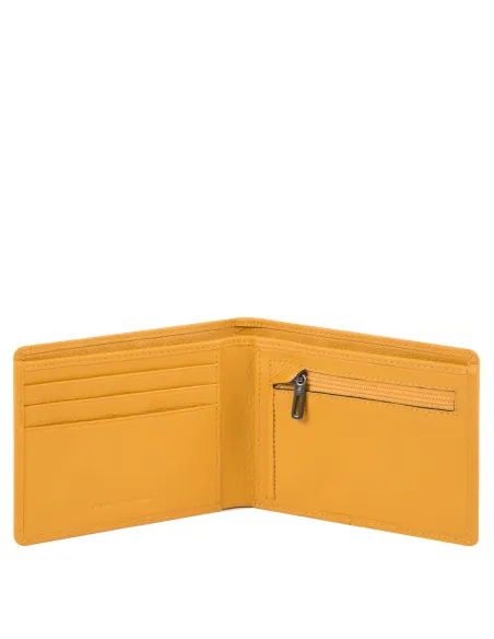 Portafogli con portamonete con zip Piquadro Akron giallo