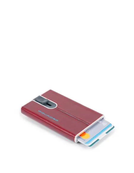 Piquadro Blue Square Compact Wallet für Kreditkarten mit Schiebesystem rot