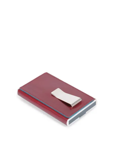 Piquadro Blue Square Compact Wallet für Kreditkarten mit Schiebesystem rot