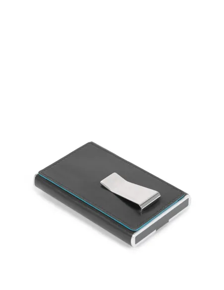 Piquadro B2 Compact Wallet für Kreditkarten mit Schiebesystem Schwarz