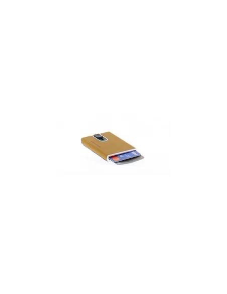 Compact wallet for credit cards with sliding system, money-clip B3 yellow