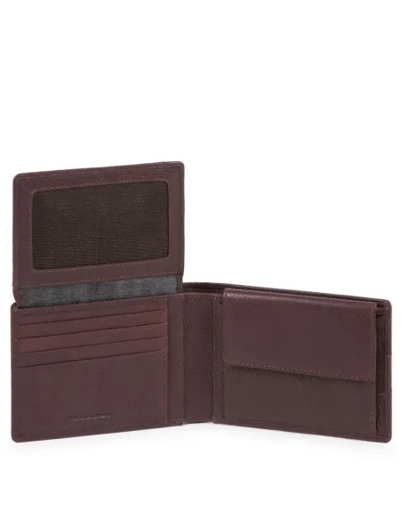 Portafogli con porta monete e finestra porta documenti Piquadro Ares marrone