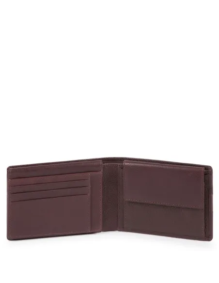 Portafogli con porta monete e finestra porta documenti Piquadro Ares marrone