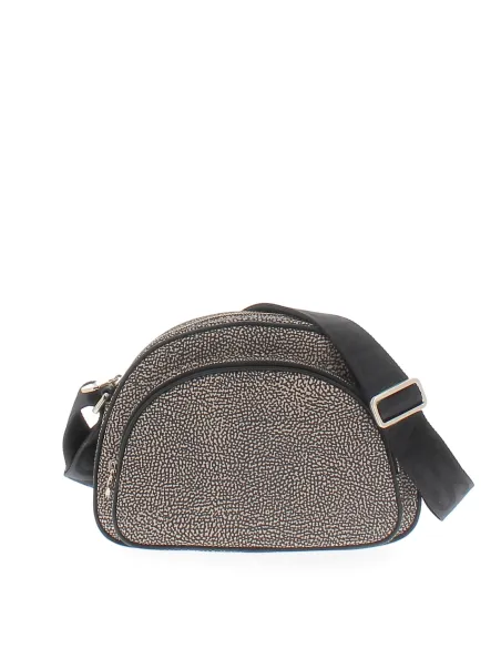 Borbonese Shoulder bag with front pocket OP Natural-Black