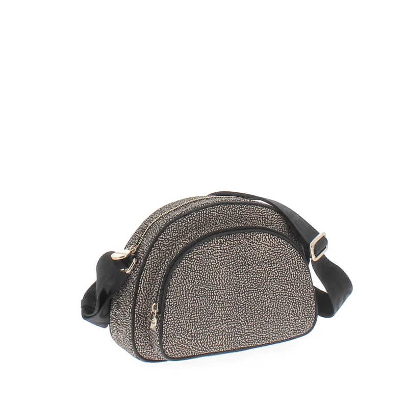 Borbonese Shoulder bag with front pocket OP Natural-Black 2