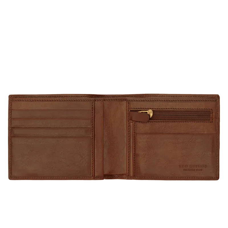 The Bridge Men's wallet with zipped coin pouch brown