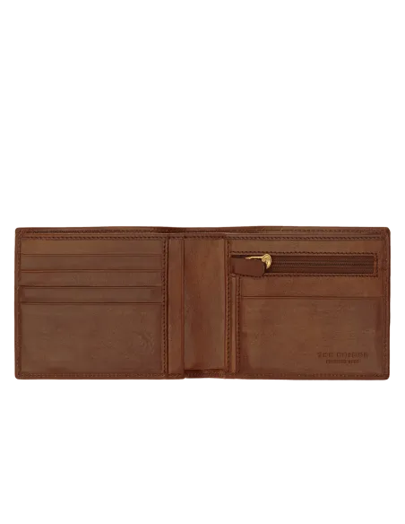 The Bridge Men's wallet with zipped coin pouch brown