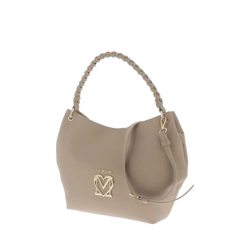 Love Moschino Shoulder bag with central magnet closure beige