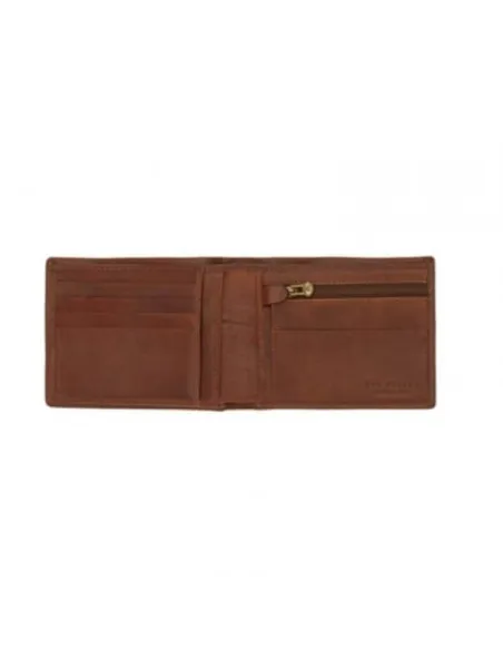 Men's wallet with zipped coin pocket and window ID pocket The Bridge brown