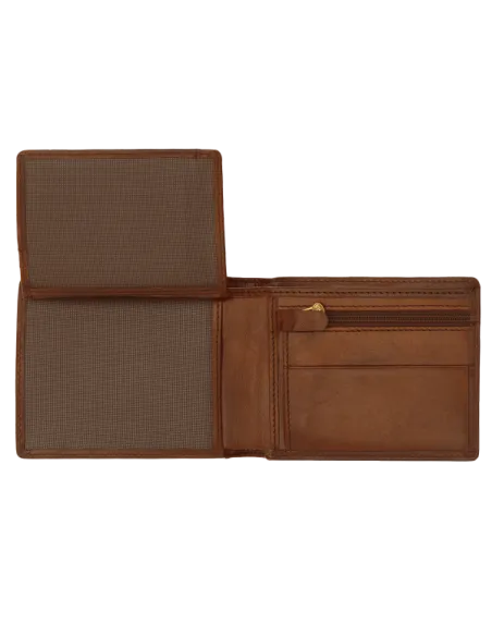 Portafogli uomo con zip per monete e finestra porta documenti The Bridge