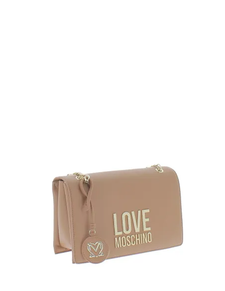 Women's bag with sliding chain shoulder strap light brown