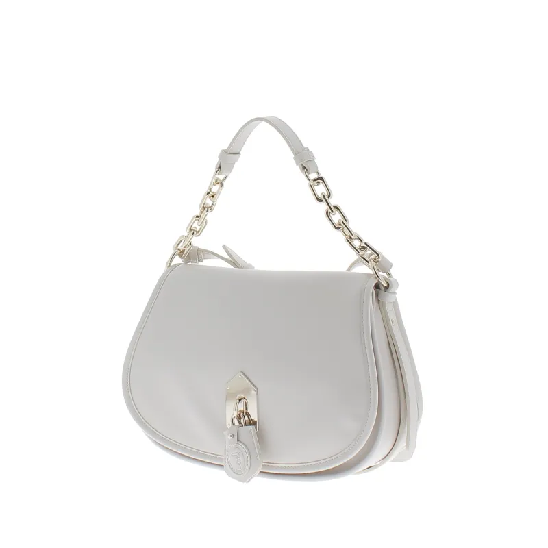 Borsa a tracolla media con pattina Trussardi bianca 2