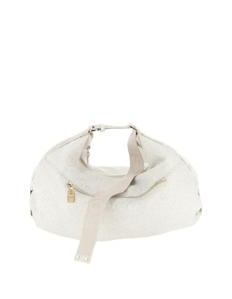 Borbonese Recycled fabric shoulder bag white