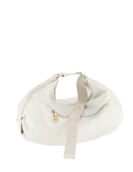 Borbonese Recycled fabric shoulder bag white