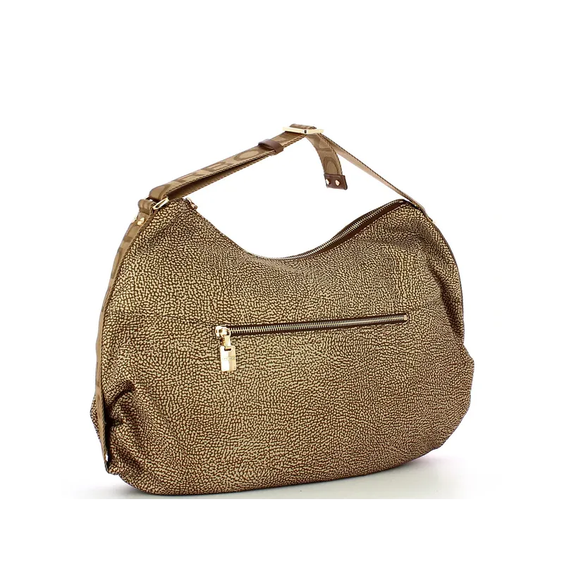 Borbonese Umhängetasche aus recyceltem Stoff beige-braun 2