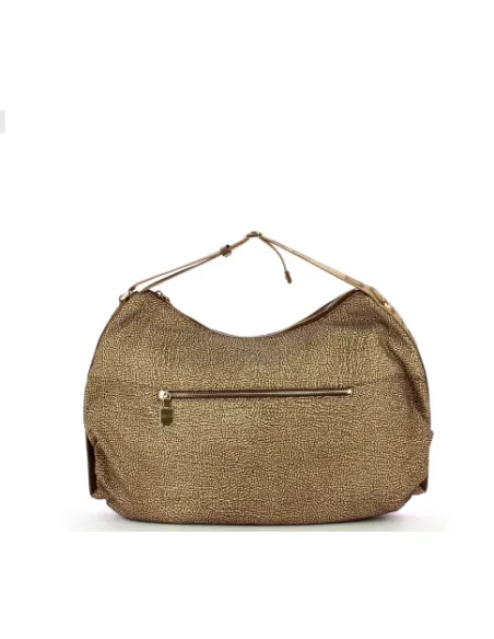 Borbonese Recycled fabric shoulder bag beige-brown