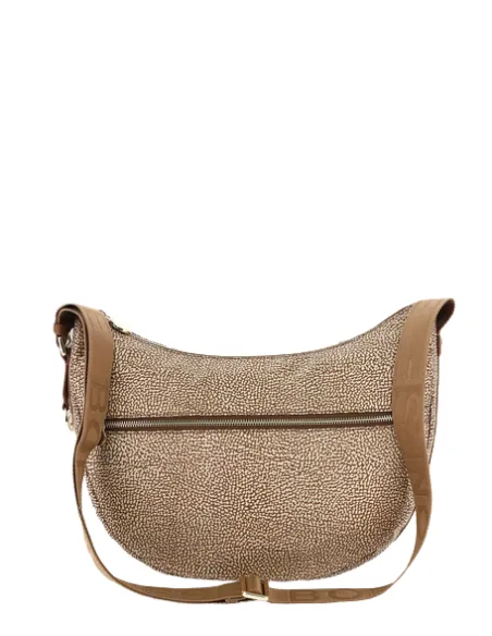 Borbonese Umhängetasche mit verstellbarem Schultergurt beige-braun