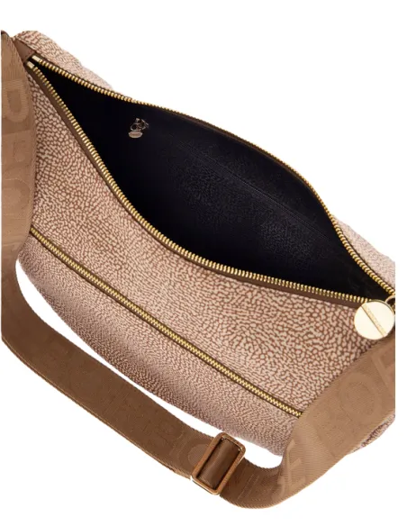 Mezza Luna media con tasca Borbonese Beige-Marrone