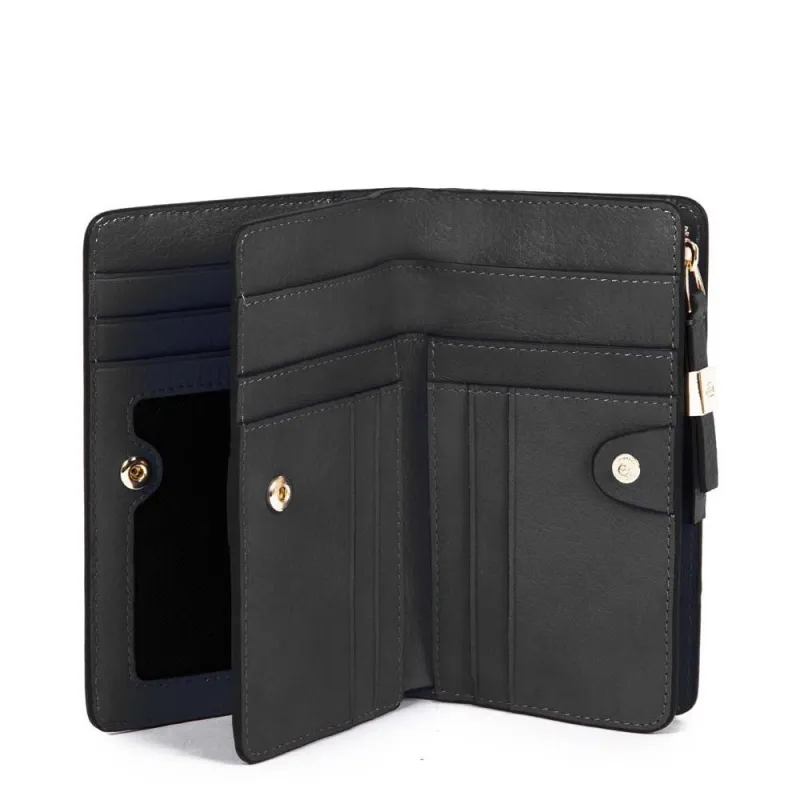 Zip-around women's wallet with four dividers black 2