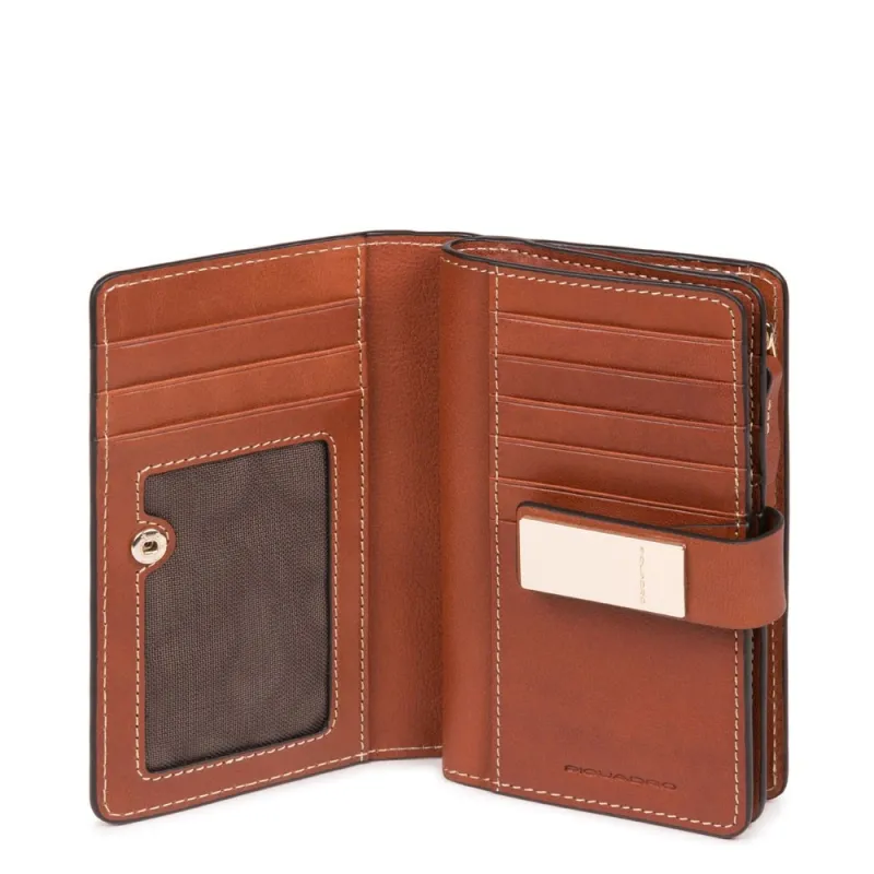 Women's wallet with zipped coin pocket Dafne brown 2