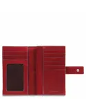 Women's Blue Square wallet with external coin purse red