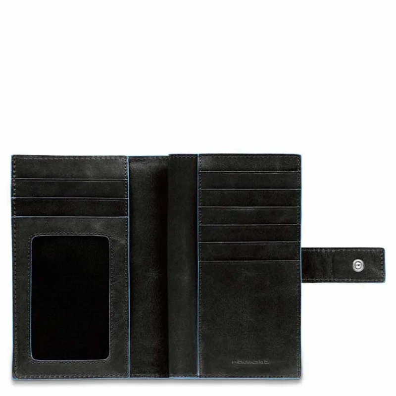 Women's Blue Square wallet with external coin purse black