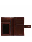 Women's Blue Square wallet with external coin purse dark brown
