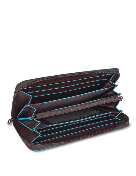 Piquadro collezione Blue Square portafogli donna con cerniera moro