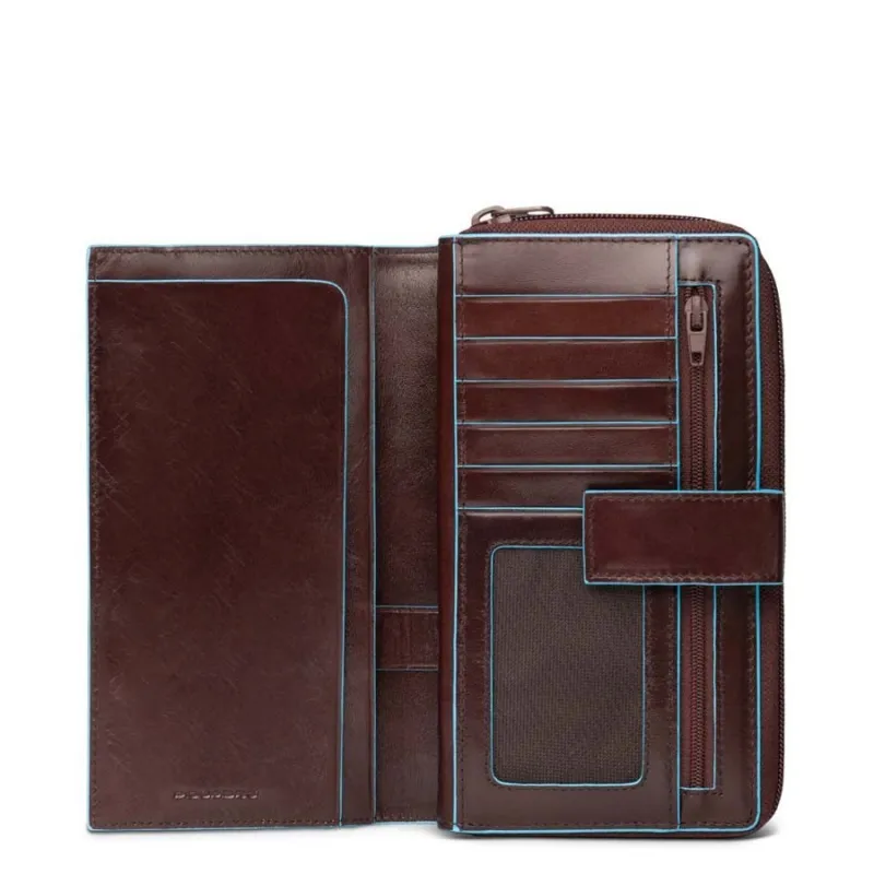 Portafogli donna grande Blue Square Piquadro mogano