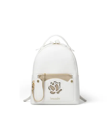 Braccialini Women's backpack with front pocket with removable pouch white