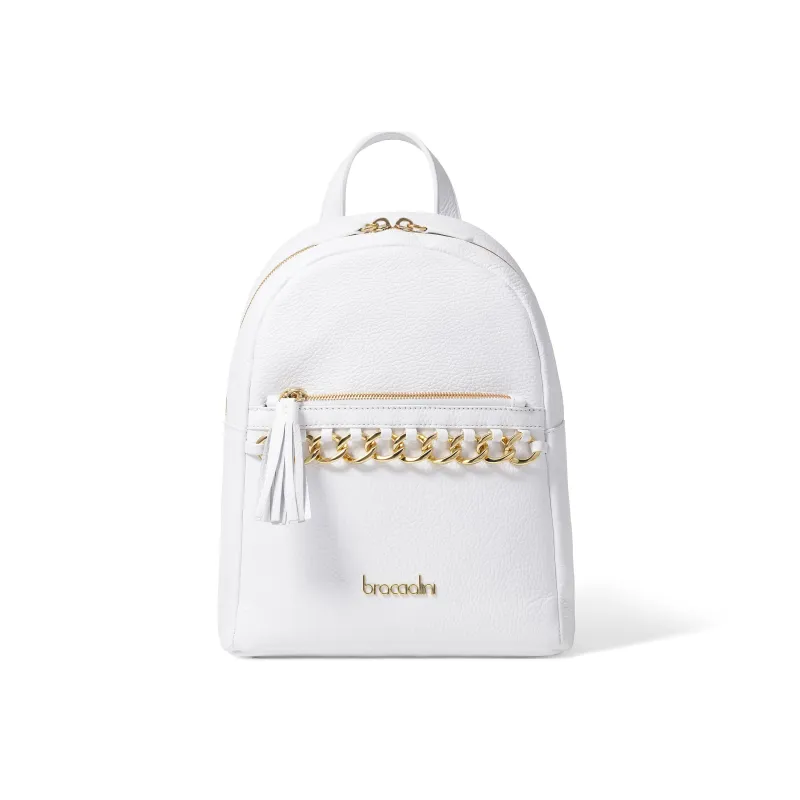 Braccialini Nora Ladies' leather backpack white