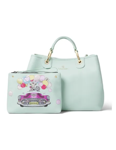 Braccialini Damentasche mit abnehmbarer Clutch hellblau