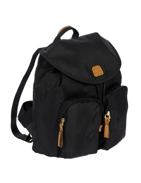 Woman's backpack with two zipped front pockets black