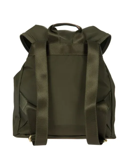 Woman's backpack with two zipped front pockets green