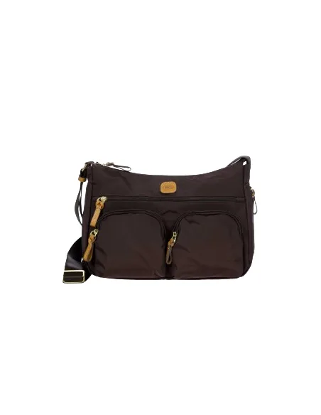 Brics Medium-sized shoulder bag with three zipped pockets dark brown