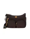 Brics Medium-sized shoulder bag with three zipped pockets dark brown