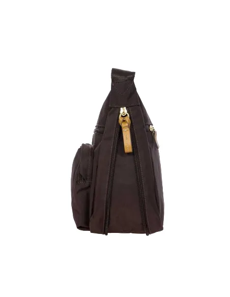 Brics Medium-sized shoulder bag with three zipped pockets dark brown