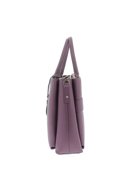Two-handled Samsonite women's bag with three compartments grape wine