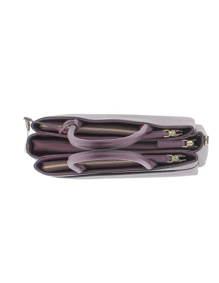 Two-handled Samsonite women's bag with three compartments grape wine